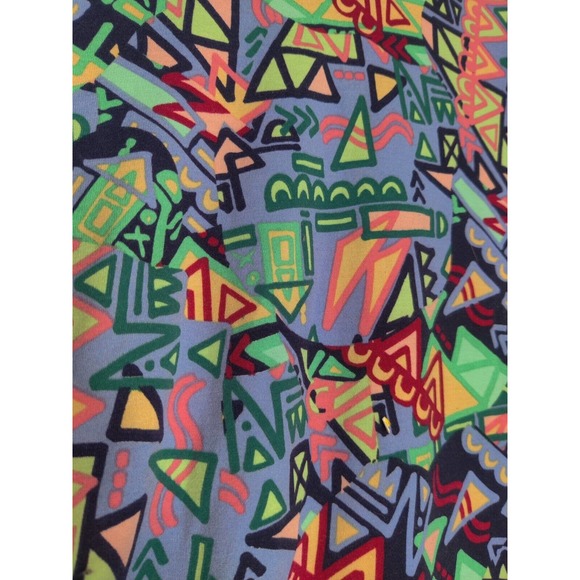 Lularoe Girls Gracie Top Blue Green Stretch Shapes High Low Short Sleeve 12 Nice - Picture 3 of 9